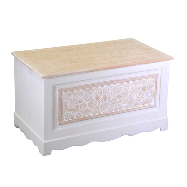 Baule Cassapanca Contenitore 80x45xh45 cm in Legno Crema prezzo