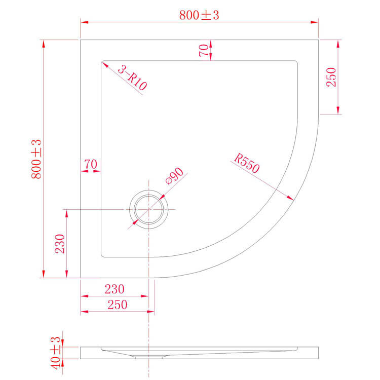 Piatto Doccia Semicircolare in Acrilico Fosterberg Floret 4 Antracite Varie Misure-5