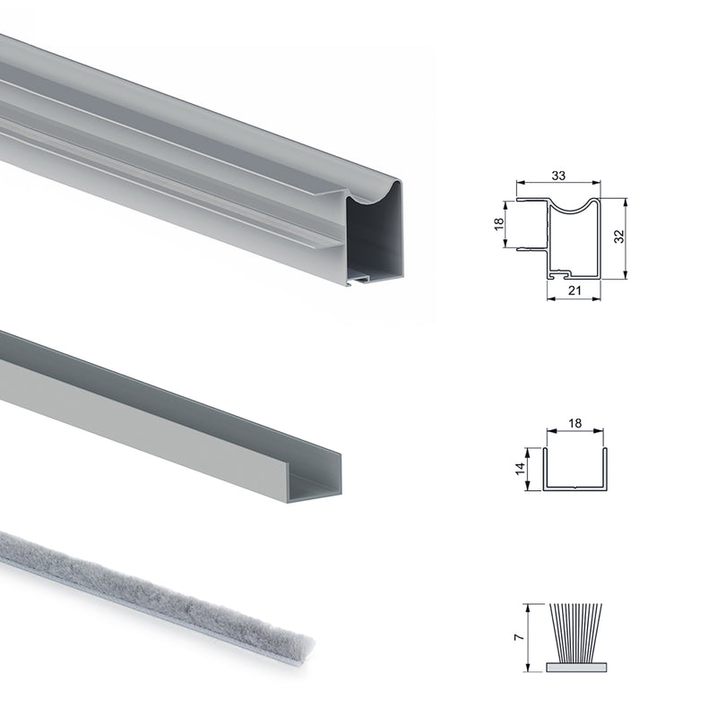 Sistema a Scorrimento Inferiore per Armadio 2 Ante 18 mm con Chiusura Soft Emuca-5