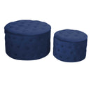 Set 2 Pouf Contenitore Ø50 cm e Ø70 cm in Tessuto Velluto Blu-1