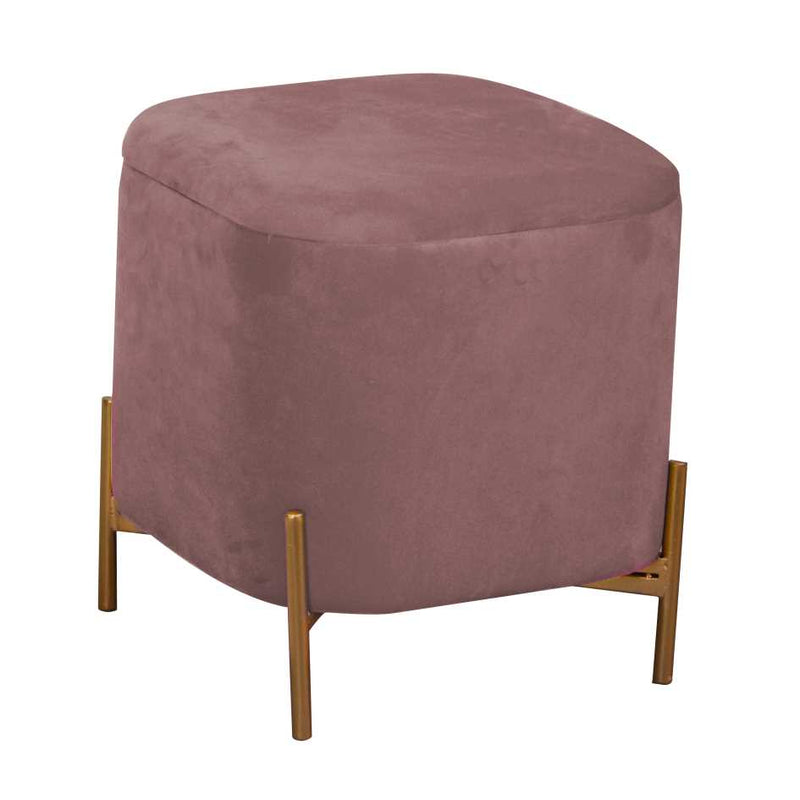 Pouf Contenitore 38x38xh45 cm in Tessuto Velluto Rosa-1