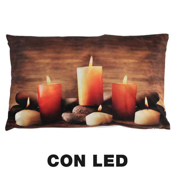 sconto Cuscino tessuto candele led cm 30x50