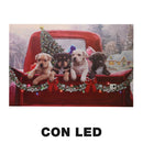 Quadro con led legno cani multicolor rettangolare cm 60x40xh1,8-2