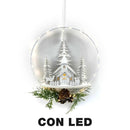 Ghirlanda metallo led con chiesa bianco cm 25x7x47,5-2