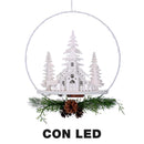 Ghirlanda metallo led con chiesa bianco cm 25x7x47,5-1