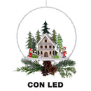 Ghirlanda metallo led con casetta bianco cm 25x7x47,5-1