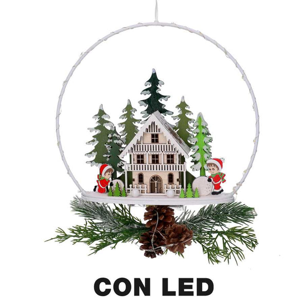 Ghirlanda metallo led con casetta bianco cm 25x7x47,5 prezzo