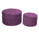 Set 2 Pouf Contenitore Ø50 cm e Ø70 cm in Tessuto Velluto Viola-1