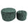 Set 2 Pouf Contenitore Ø50 cm e Ø70 cm in Tessuto Velluto Verde Salvia