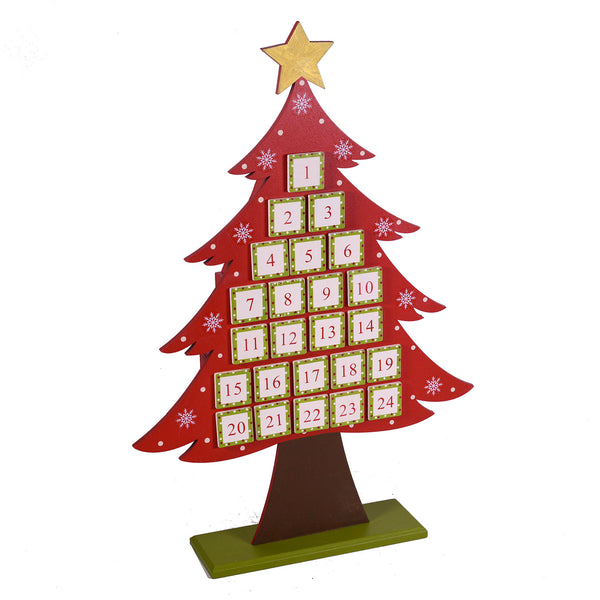 Adventskalenderbaum aus rotem Holz cm 36x8xh53 acquista