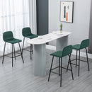 Set 4 Sgabelli Alti con Poggiapiedi 40x45,5x94 cm in Poliestere Vellutato Verde e Nero-2