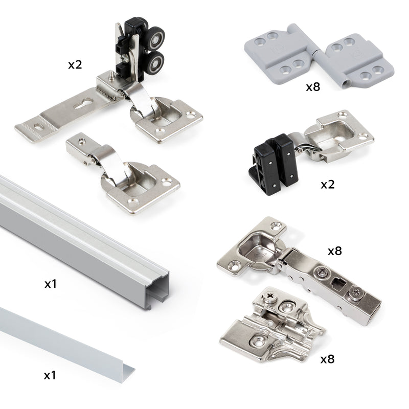 Sistema Twofold in Formato Kit per 2 Ante Scorrevoli in Legno Pensili e Pieghevoli Emuca-1