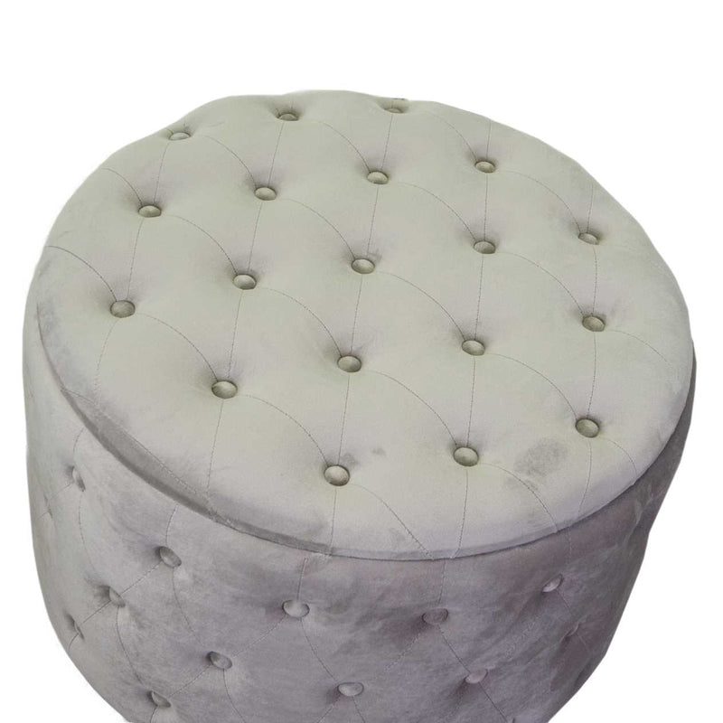 Set 2 Pouf Contenitore Ø50 cm e Ø70 cm in Tessuto Velluto Grigio-3