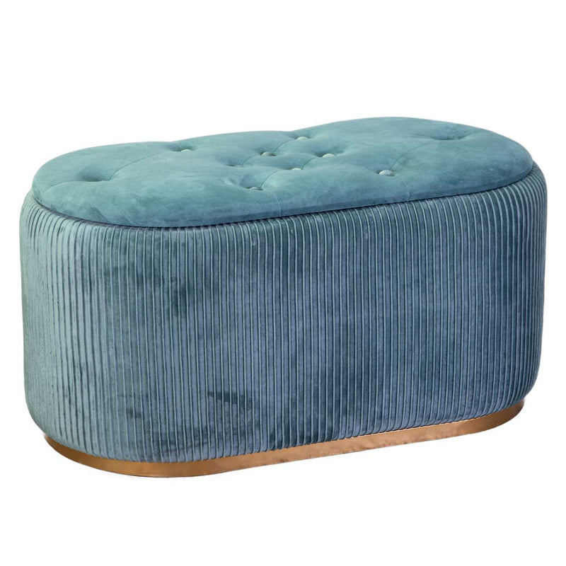 Pouf Contenitore 82x42xh41 cm in Tessuto Velluto Verde Salvia-1