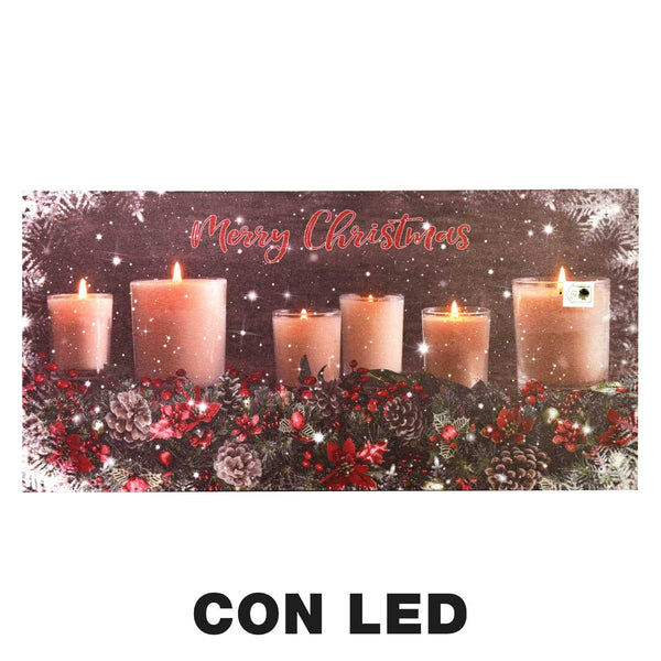 online Quadro con led legno candele multicolor rettangolare cm 60x30xh1,8