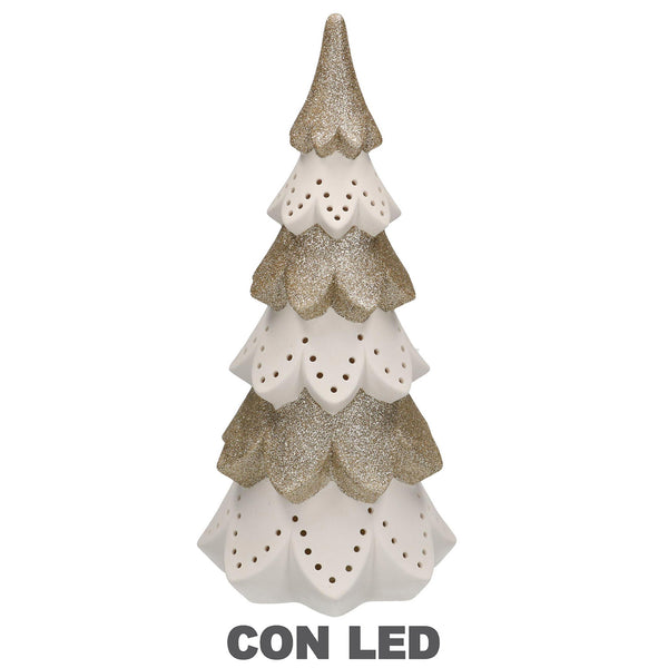 Weihnachtsbaum aus weißgoldener Keramik mit Led cm Ø14xh29 online