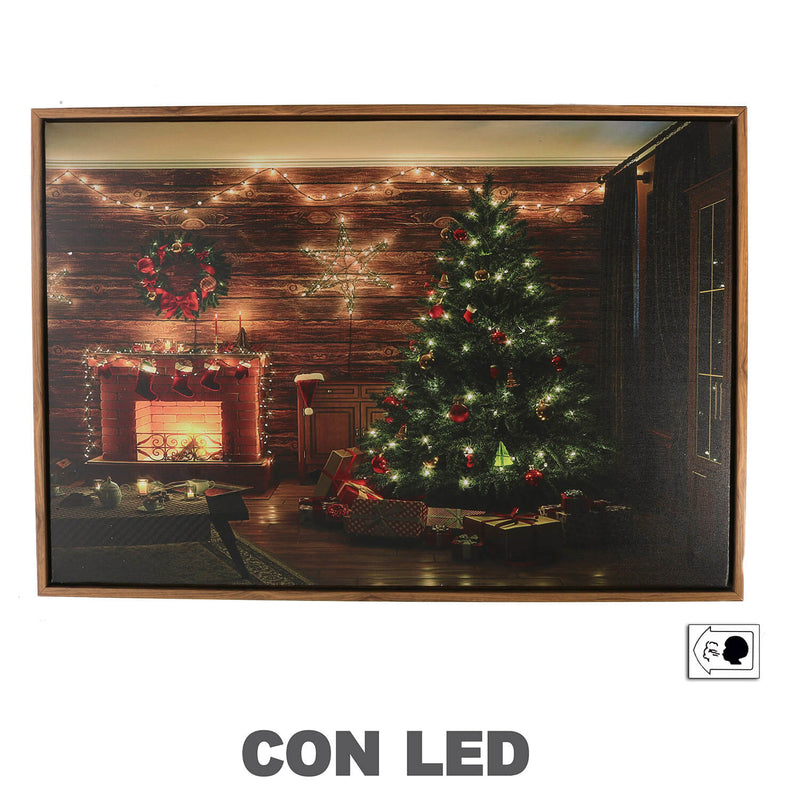 Quadro in Legno con Led albero di Natale rettangolare cm 63x43x3,3-1