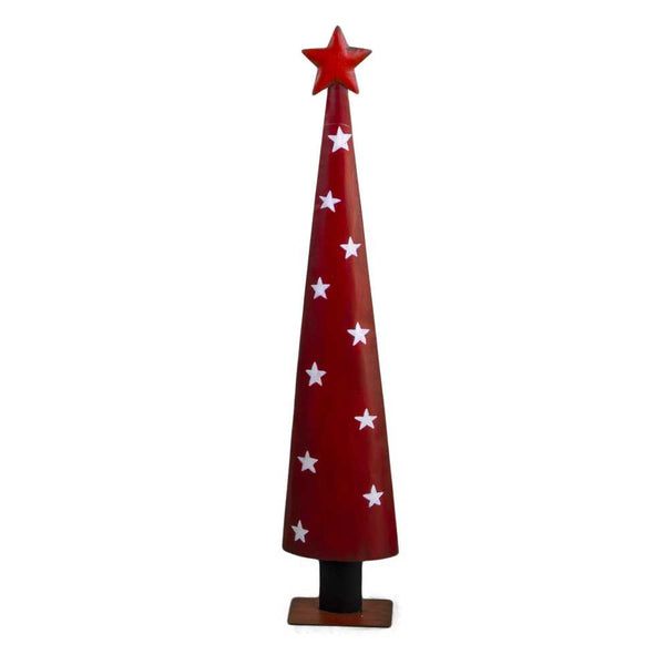 Albero metallo con stelle bianche rosso cm 18x10xh93,5 acquista