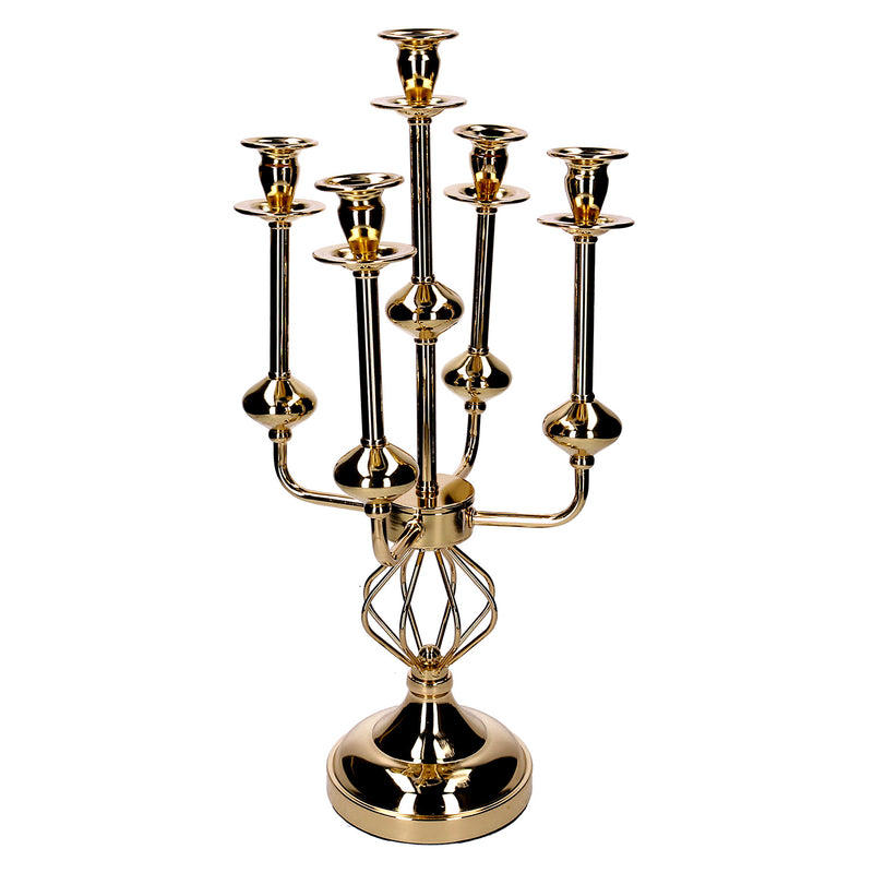 Portacandele Candelabro in Metallo oro cm 26x26xh51-1