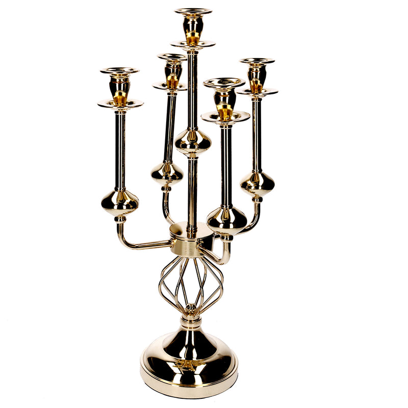 Portacandele Candelabro in Metallo oro cm 26x26xh51-2