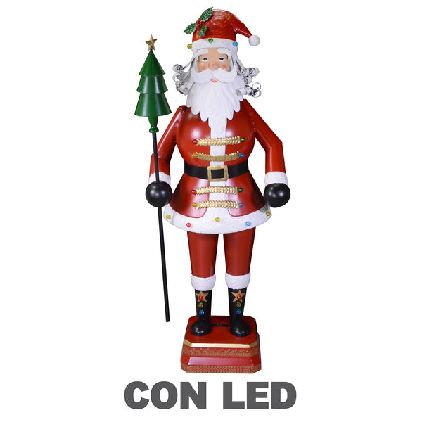 acquista Weihnachtsmannpuppe aus Metall mit roter LED cm 40x30xh135