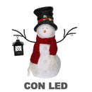 Pupazzo di neve in Resina con lanterna bianco con Led cm 37x19xh44-1