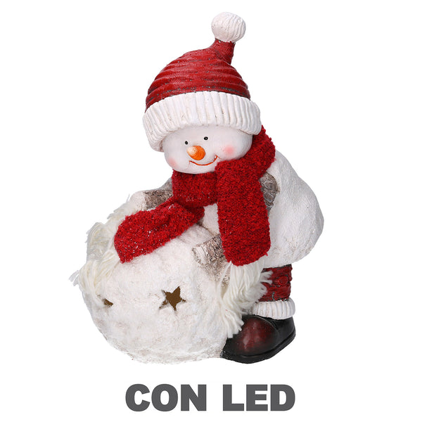 Schneemann aus Harz mit Kugel mit weißer LED cm 31,5x20,5xh41 prezzo