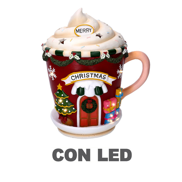 acquista Weihnachtstasse aus Harz mit gelber LED cm 28x23x31