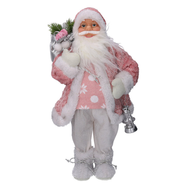 Weihnachtsmannpuppe aus rosa Laternenstoff cm 40x23,5xh80 sconto