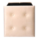 Pouf Contenitore Pieghevole 38x38xh38 cm in Velluto Crema-4