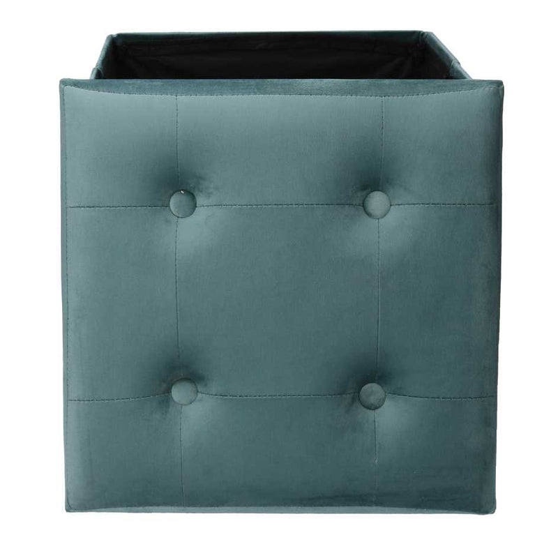 Pouf Contenitore Pieghevole 38x38xh38 cm in Velluto Verde Salvia-3