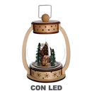 Palla di vetro con Led in Legno lanterna naturale cm 17x13xh23,5-1