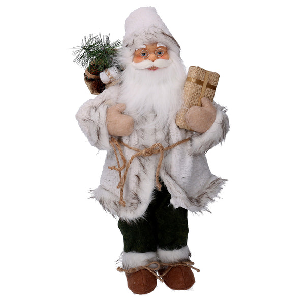 online Weihnachtsmannpuppe aus Stoff mit grünen und weißen Geschenken 24x12xh45 cm