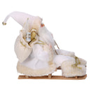 Pupazzo Babbo Natale in Tessuto su slitta bianco oro cm 33x12xh30-3