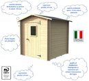 Casetta Box da Giardino per Attrezzi 198x198 cm con Porta Finestrata in Legno Naturale-4