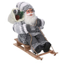 Babbo natale in tessuto su slitta grigio cm xh30-1