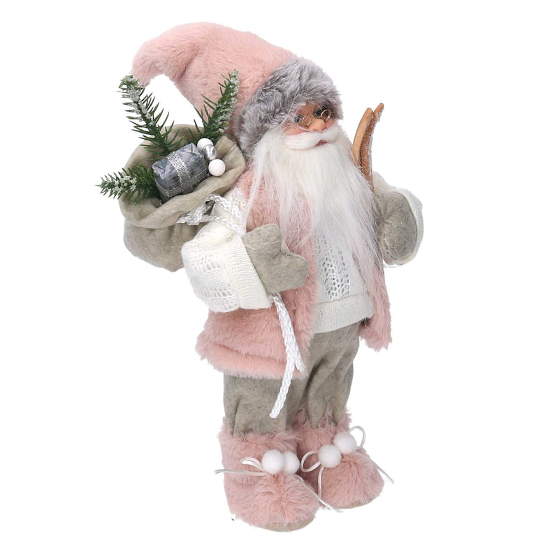 Babbo natale in tessuto rosa cm xh45-3