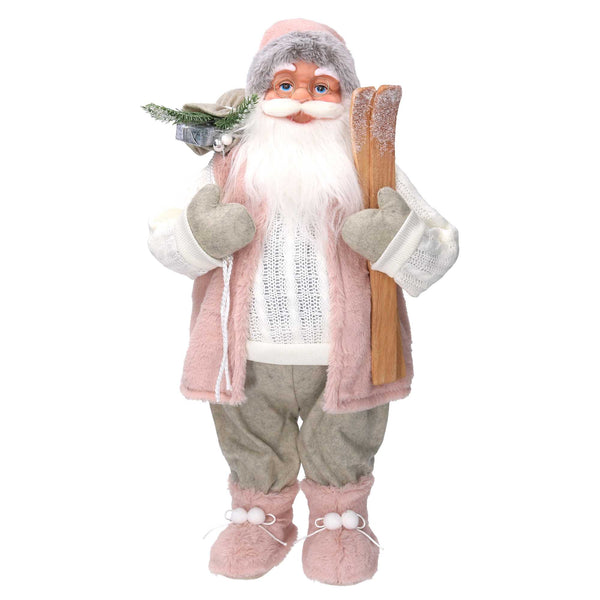 prezzo Babbo natale in tessuto rosa cm xh60