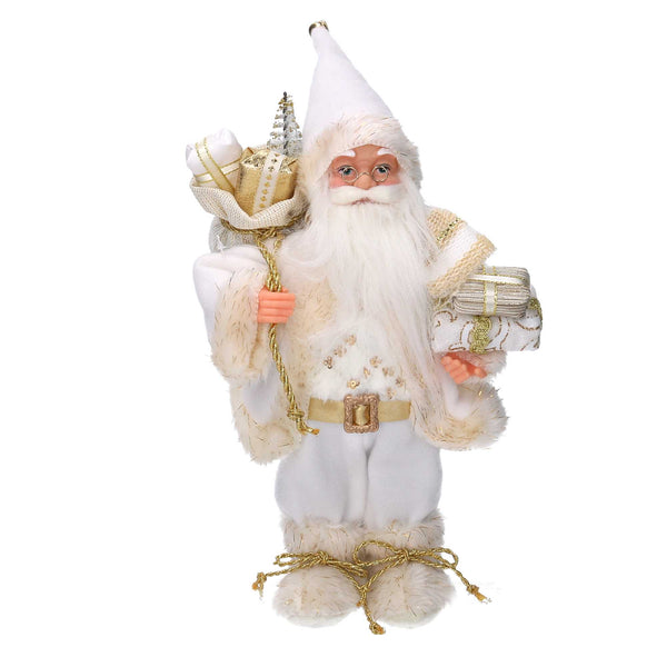 online Babbo natale in tessuto bianco e oro cm xh30