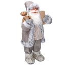 Babbo natale in tessuto grigio e beige cm xh80-3