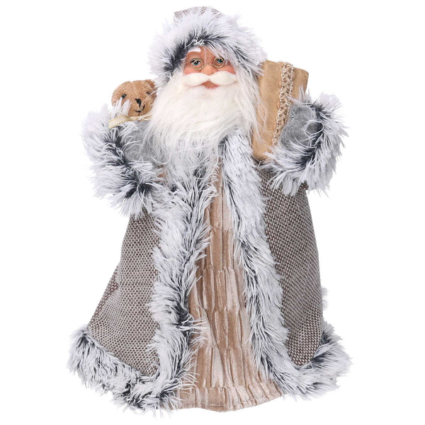 Puntale tessuto Babbo Natale grigio e beige cm Ø22xh30 prezzo