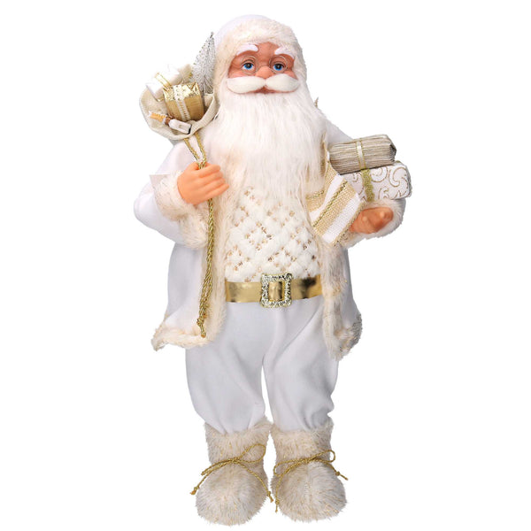 Babbo natale in tessuto bianco e oro cm xh60 acquista