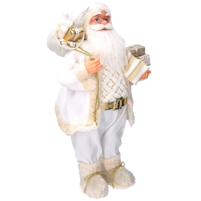 Babbo natale in tessuto bianco e oro cm xh80-3