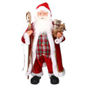 Babbo natale in tessuto rosso con bastone cm xh80-1