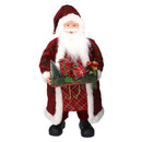 Babbo natale in tessuto damascato rosso con pacchi regalo cm xh80-1