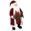 Babbo natale in tessuto damascato rosso con pacchi regalo cm xh80-3