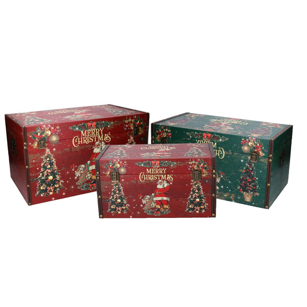 Set 3 Bauli in similpelle con scritta Merry Christmas rettangolare online