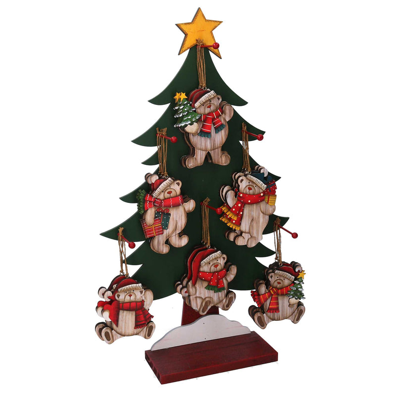 Albero espositore legno c/36 decorazioni base rettangolare cm 34x12xh59-1