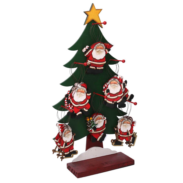 sconto Albero espositore legno c/48 decorazioni base rettangolare cm 30x12xh53