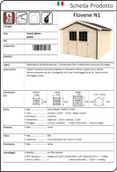 Casetta Box da Giardino per Attrezzi 3,45x3,42m Senza Pavimento in Legno Abete 28mm Flovene N1-6